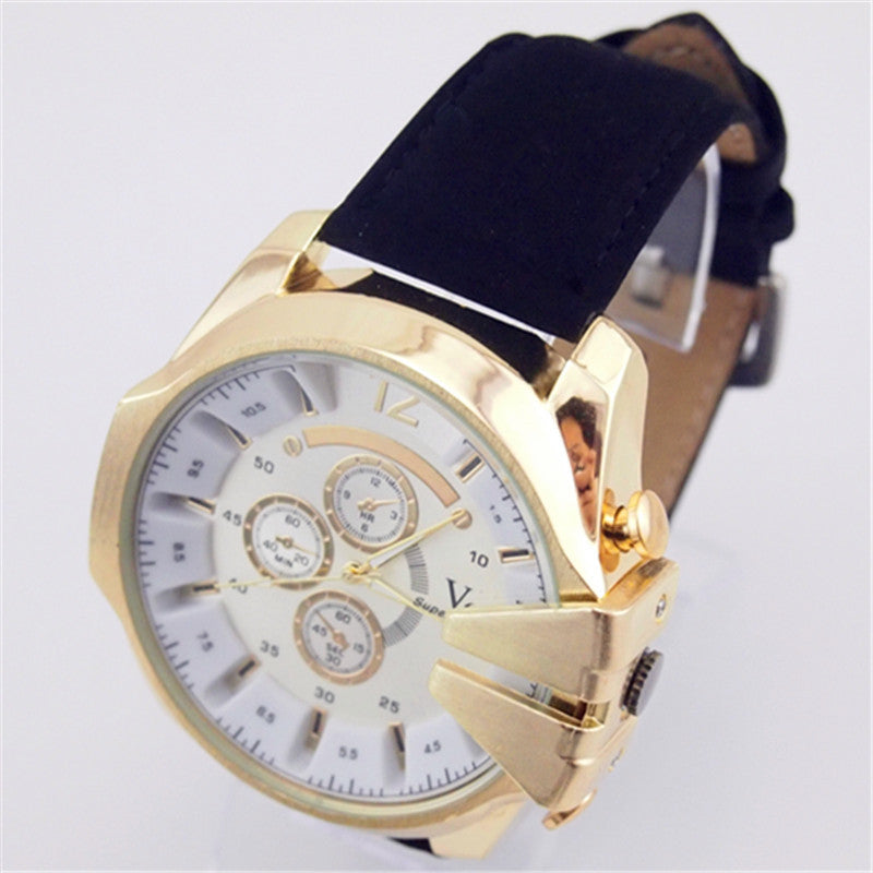 Men’S Electronic Watch With Round Alloy Case And Pin Buckle