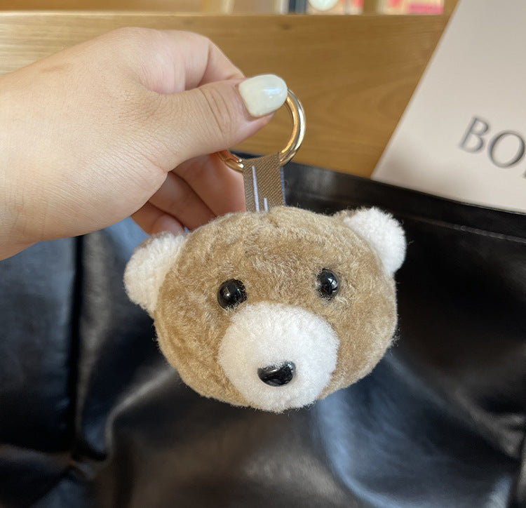 Real Wool Bear Car Keychain Fur Plush Doll