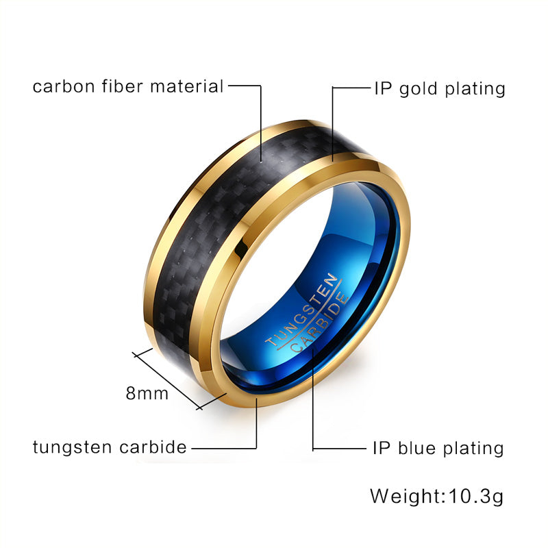 8MM Tungsten Steel Carbon Fiber Ring