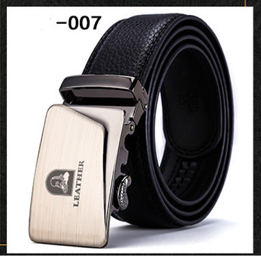 Two-Layer Leather Belt Business Men's Smooth Automatic Buckle Leather Belt