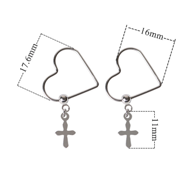 Cross Earrings Heart 925 Pure Sterling Silver Fashion Trendy Design Simple Wild Earrings For Women Charms Jewelry Gift