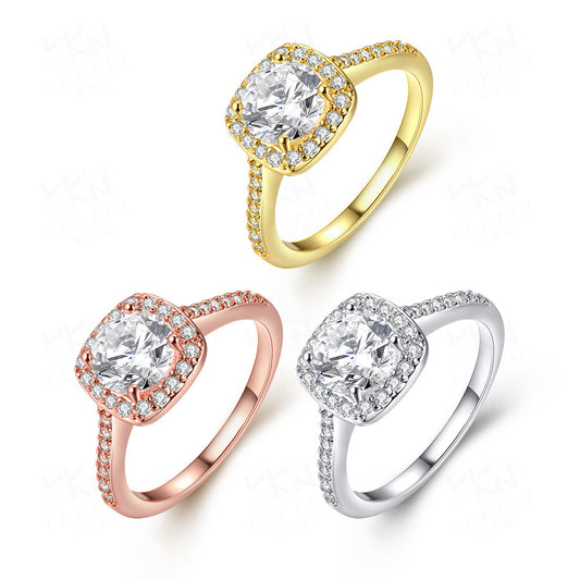 Rose Gold Ring Women European And American Fashion Zircon And Diamond Jewelry