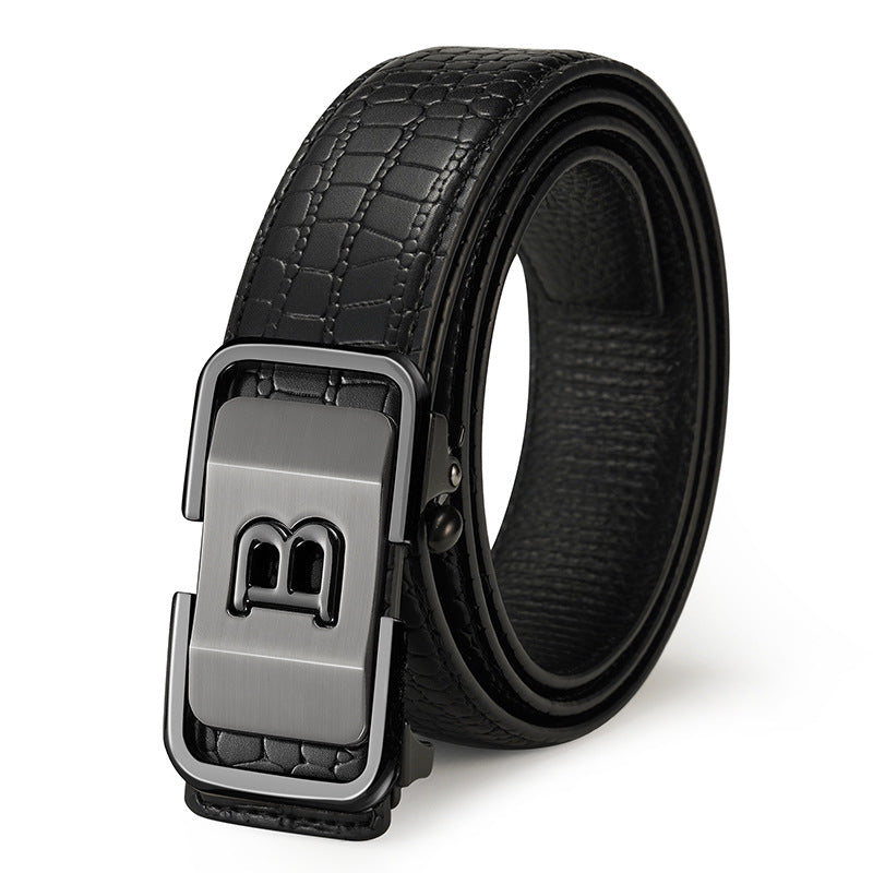 Automatic Buckle Genuine Leather Belt For Middle-Aged And Young People