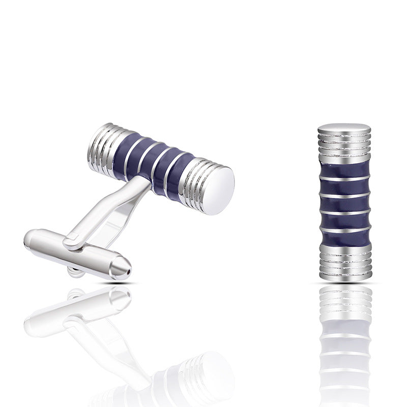 Black And Blue Stripes Cylindrical High-End Cufflinks Accessories