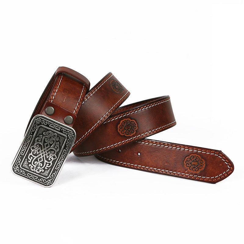 Auspicious Pattern Embossing Of Men's and Women's Belts