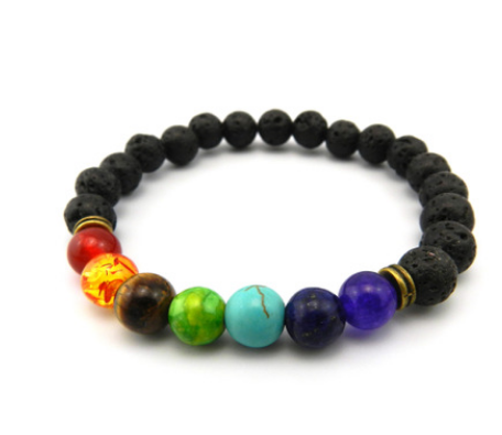 Agate Molten Rock 8MM Energy Volcanic Stone Chakra Colorful Beads Bracelet String