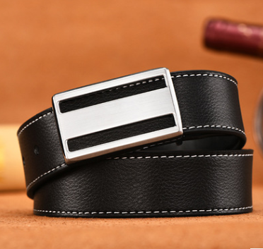 Men's Smooth Buckle Belt Fashion Business Belt Belt Two Layers Leather Belt