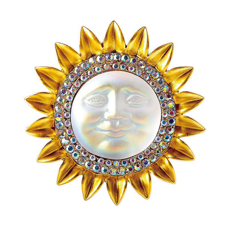 Heavy Industry Sun Smiley Face Brooch Alloy Baroque Clothing Accessories