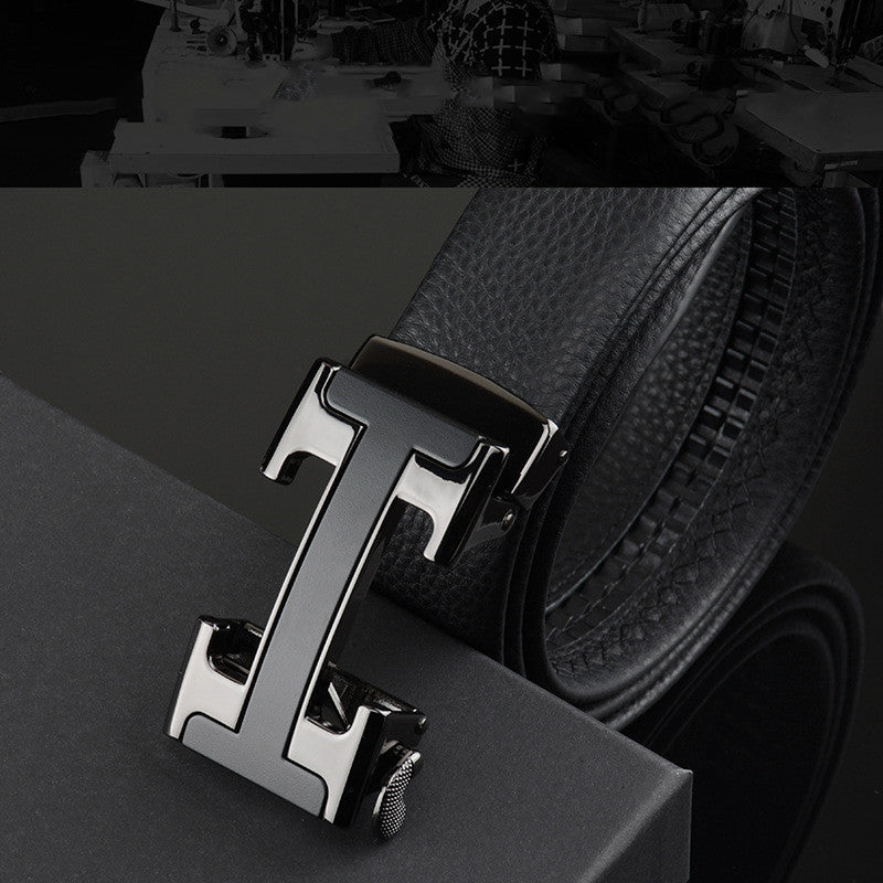 Automatic Buckle Men's Leather Belt