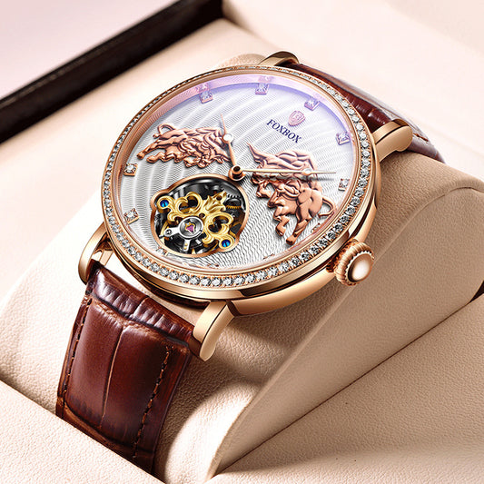 Men's Mechanical Watch Diamond Set Commemorative Waterproof