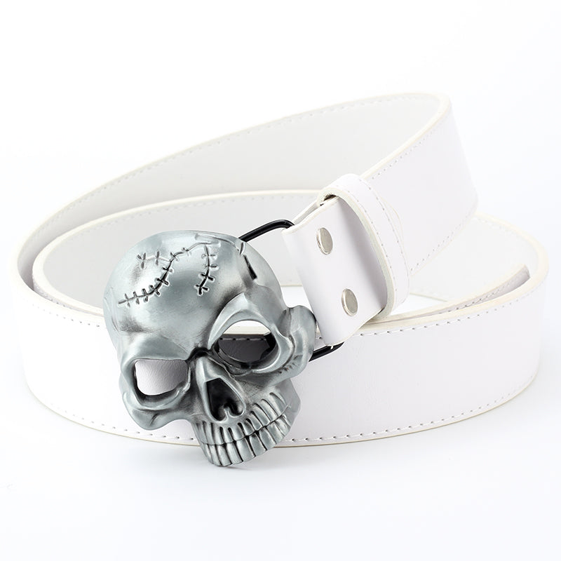 PU Leather Belt With Skull Head Buckle - Unisex, Punk, And Cool