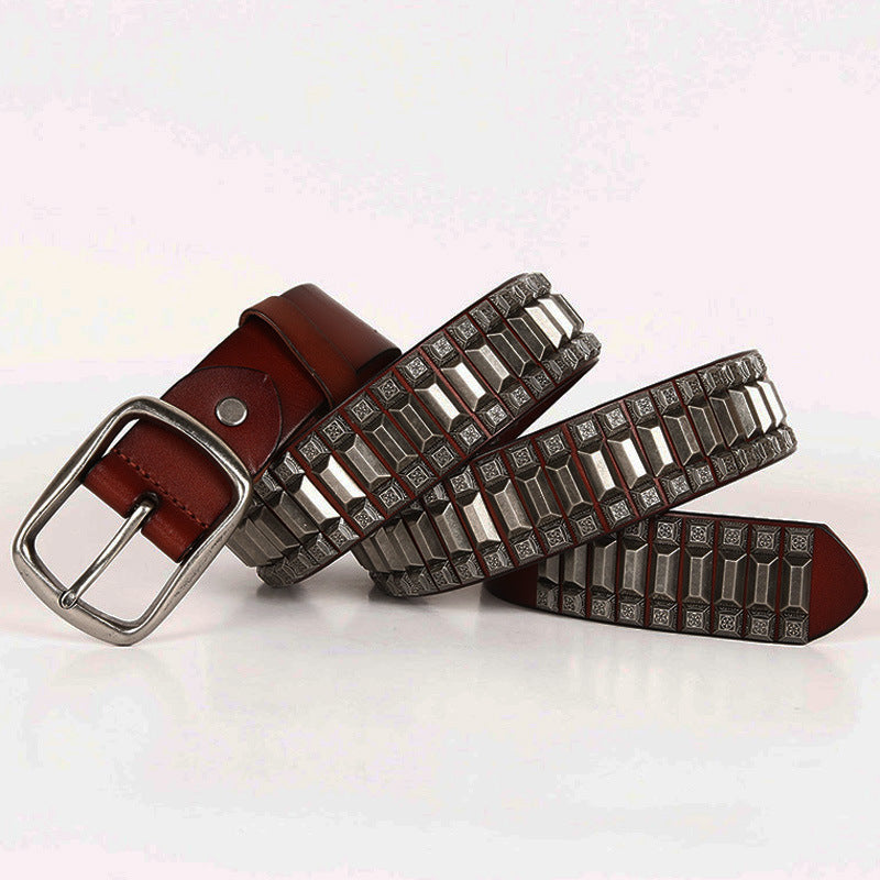 Rivet Hip-Hop Leather Belt - Unisex, Edgy, And Quality