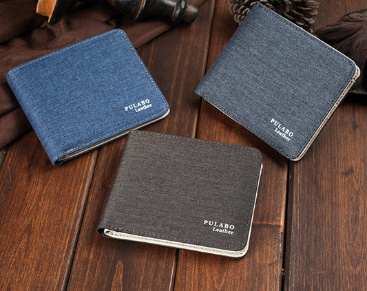 Men's Short Denim Fabric Wallet Best Soft Canvas Purse Bifold Fashion Ultra-Thin Male Wallet Casual Money Bag