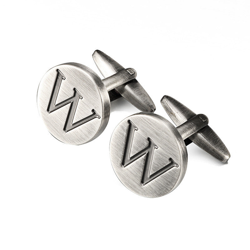 Men's Antique Silver Letters French Shirt Cufflinks