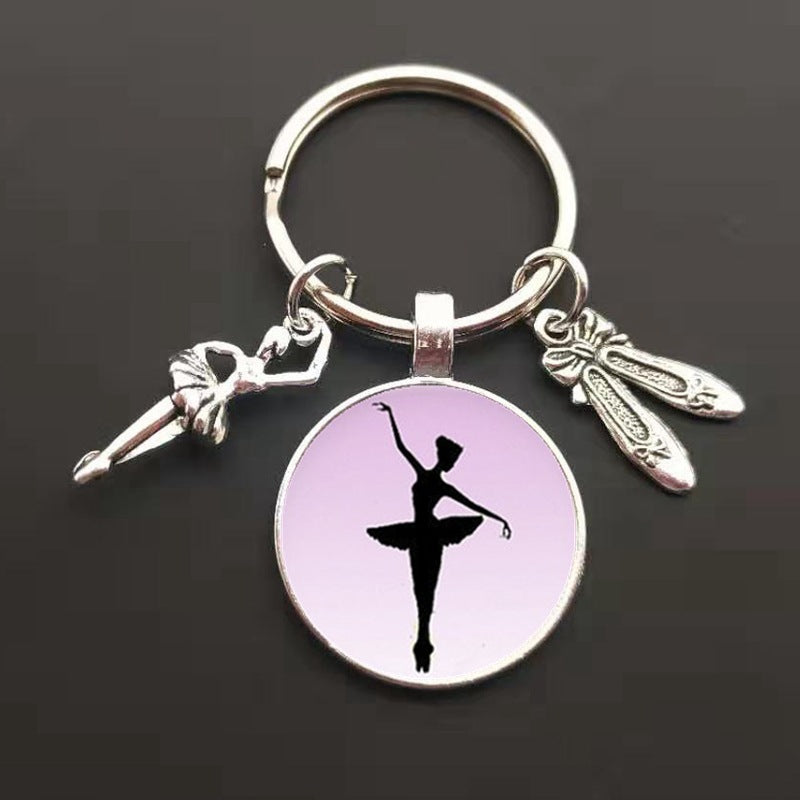 Fashion Ballet Glass Pendant Charm Keychain