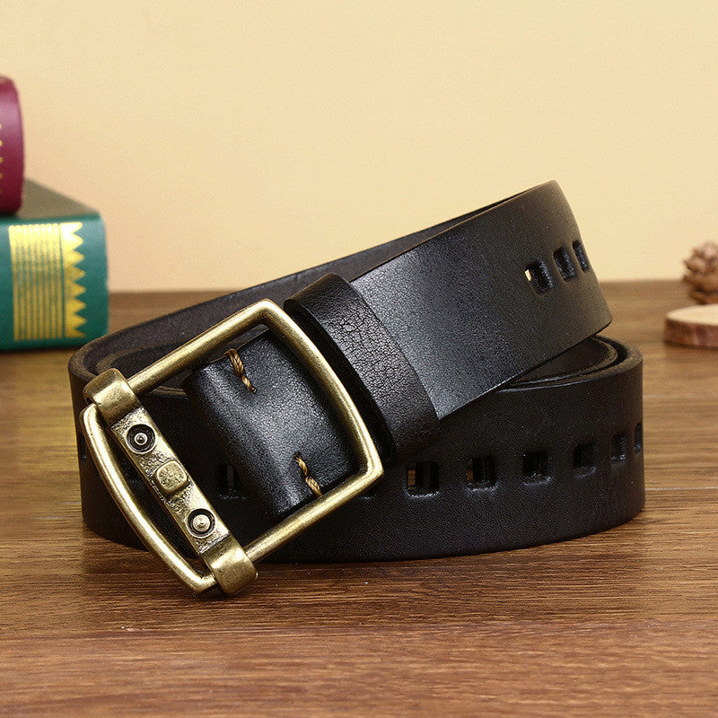 Personality Leather Pure Copper Cowhide Youth Retro Handmade Youth Belt