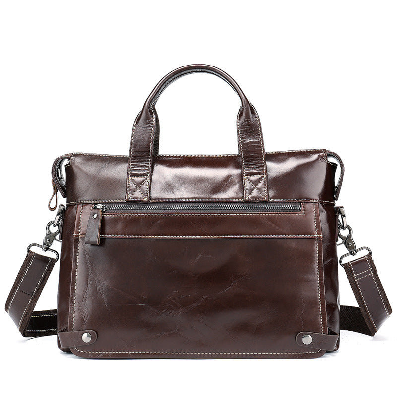 Business First Layer Leather Briefcase