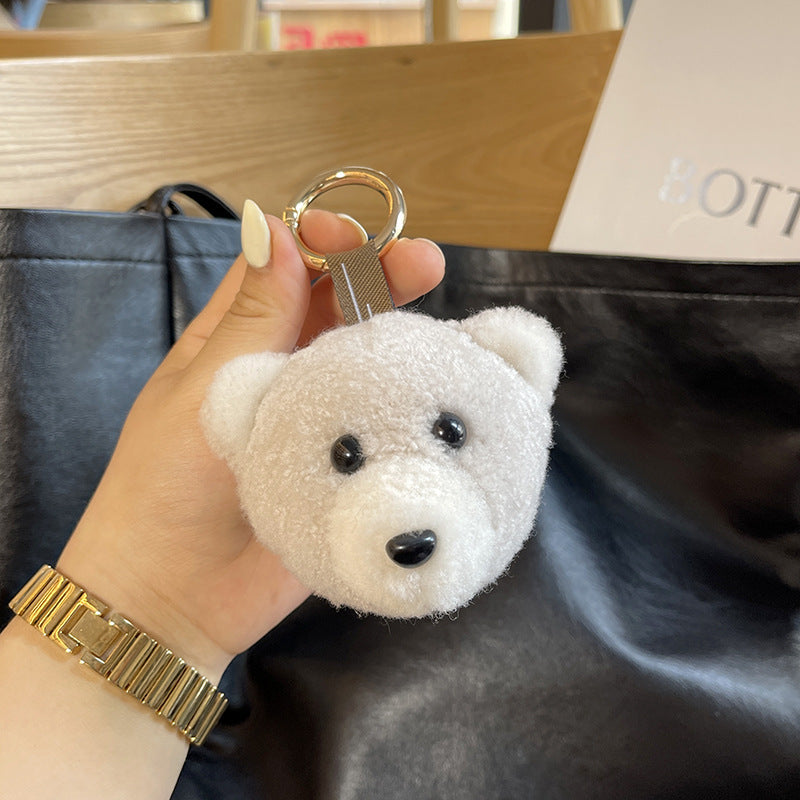 Real Wool Bear Car Keychain Fur Plush Doll