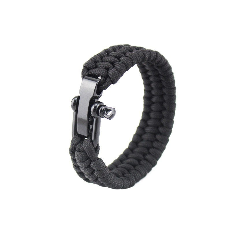 Seven-Core Umbrella Rope Braided U-Shaped Steel Buckle With Adjustable Survival Bracelet Outdoor Mountaineering Camping Emergency Rescue Bracelet