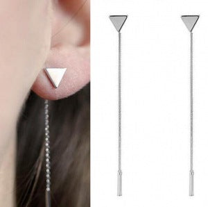 Hot Arrivals Hottest Fashion Brincos Oorbellen Bijoux Geometric Triangle Metal Rod Chain Tassel Drop Earrings Women Jewelry