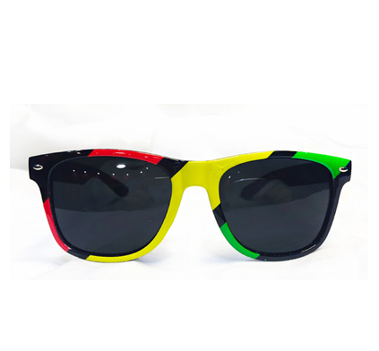 Colorful Striped Pilot Sunglasses With Black Lenses