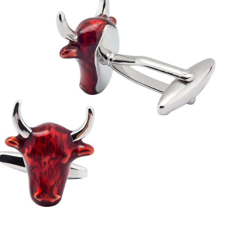 Fun Red Bull Head Shaped Shirt Cufflinks