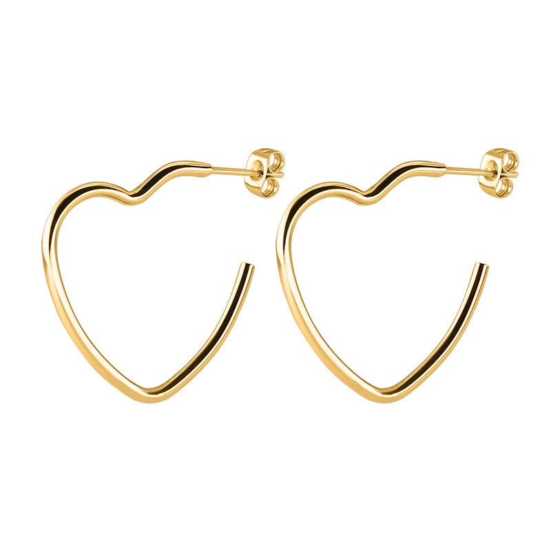 Stainless Steel Peach Heart Earrings