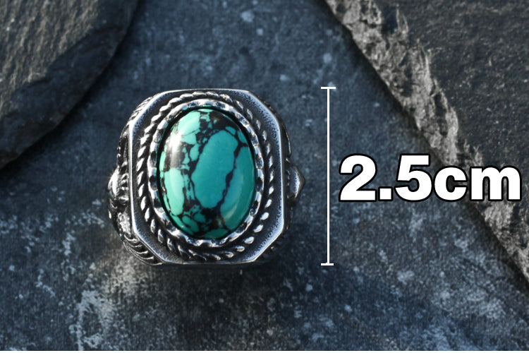 Vintage Turquoise Owl Ring For Men