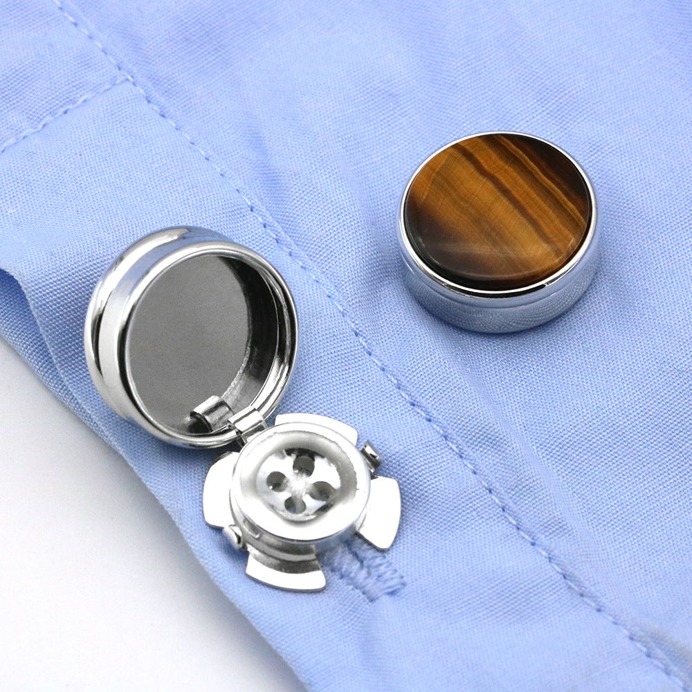 Men's Round Carbon Fiber Cufflink