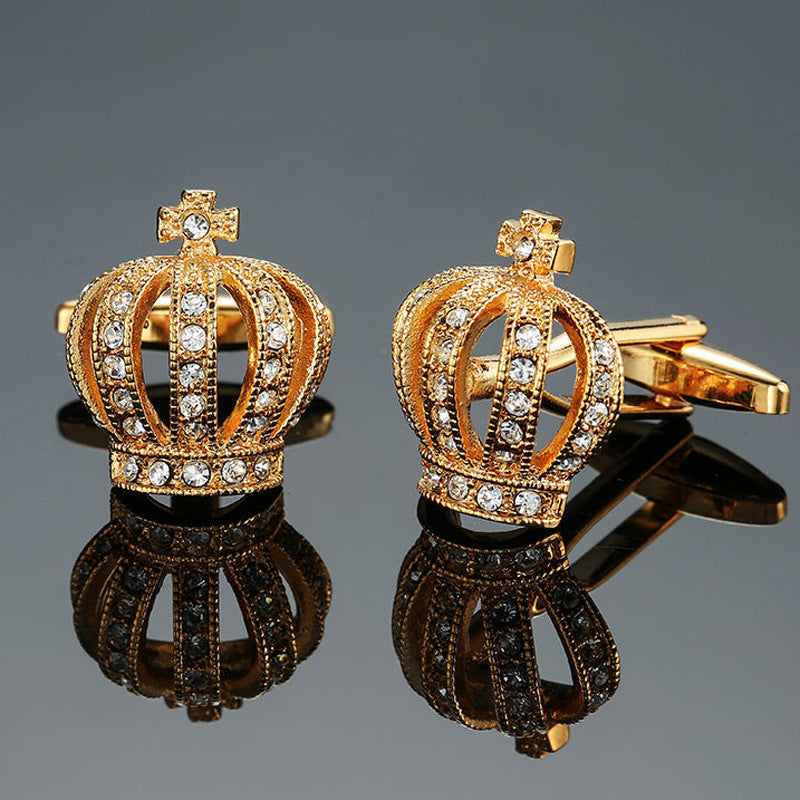 Spirit Level Hourglass Crown Zircon Crystal Cufflinks