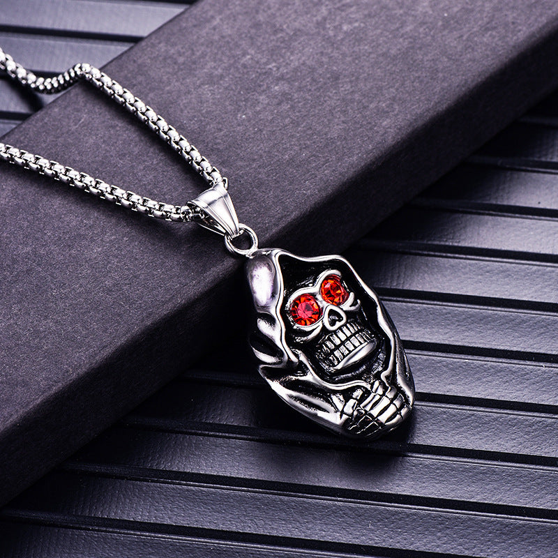 Skull Head Pendant Stainless Steel Ornament Men's Titanium Steel Necklace