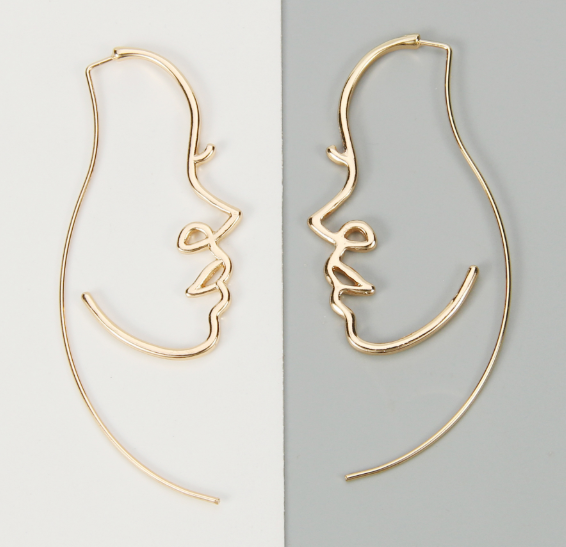 Creative Abstract Face Contour Earrings Fashion Trendy Personality Earrings