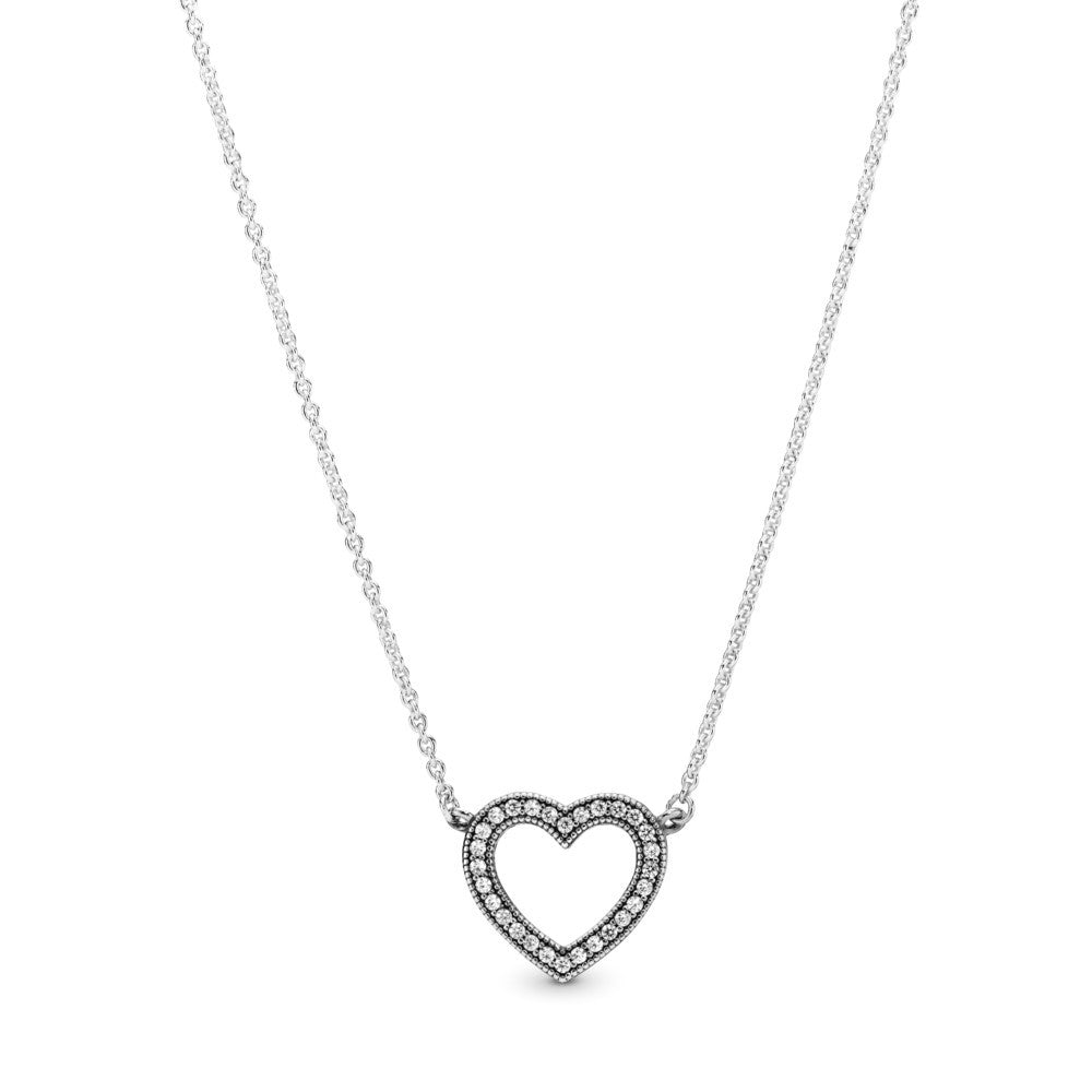 Sterling Silver S925 Heart Diamond Silver Necklace