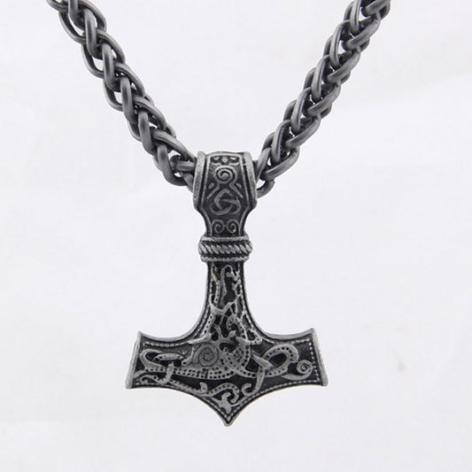 Thor’s Hammer Mjolnir Pendant in Gold-Plated Steel - A Symbol of Strength and Courage