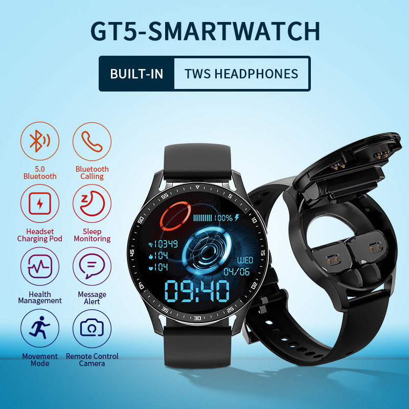 Tws Gt5 Smart Watch Bluetooth Headset 2 In 1