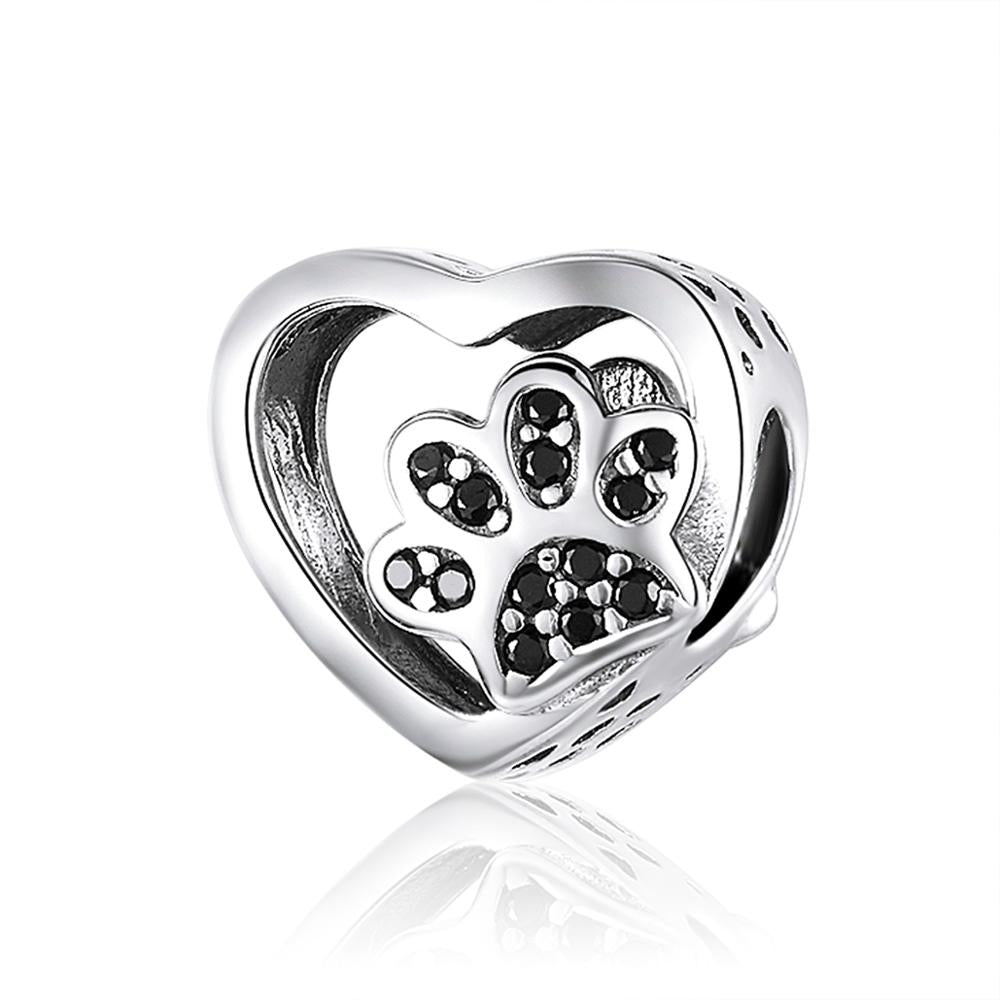 Heart Shaped Cat Paw Print Beads