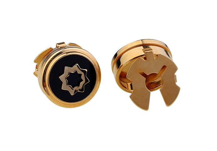 High-End Business Round Electroplated Gold American Shirt Cufflinks