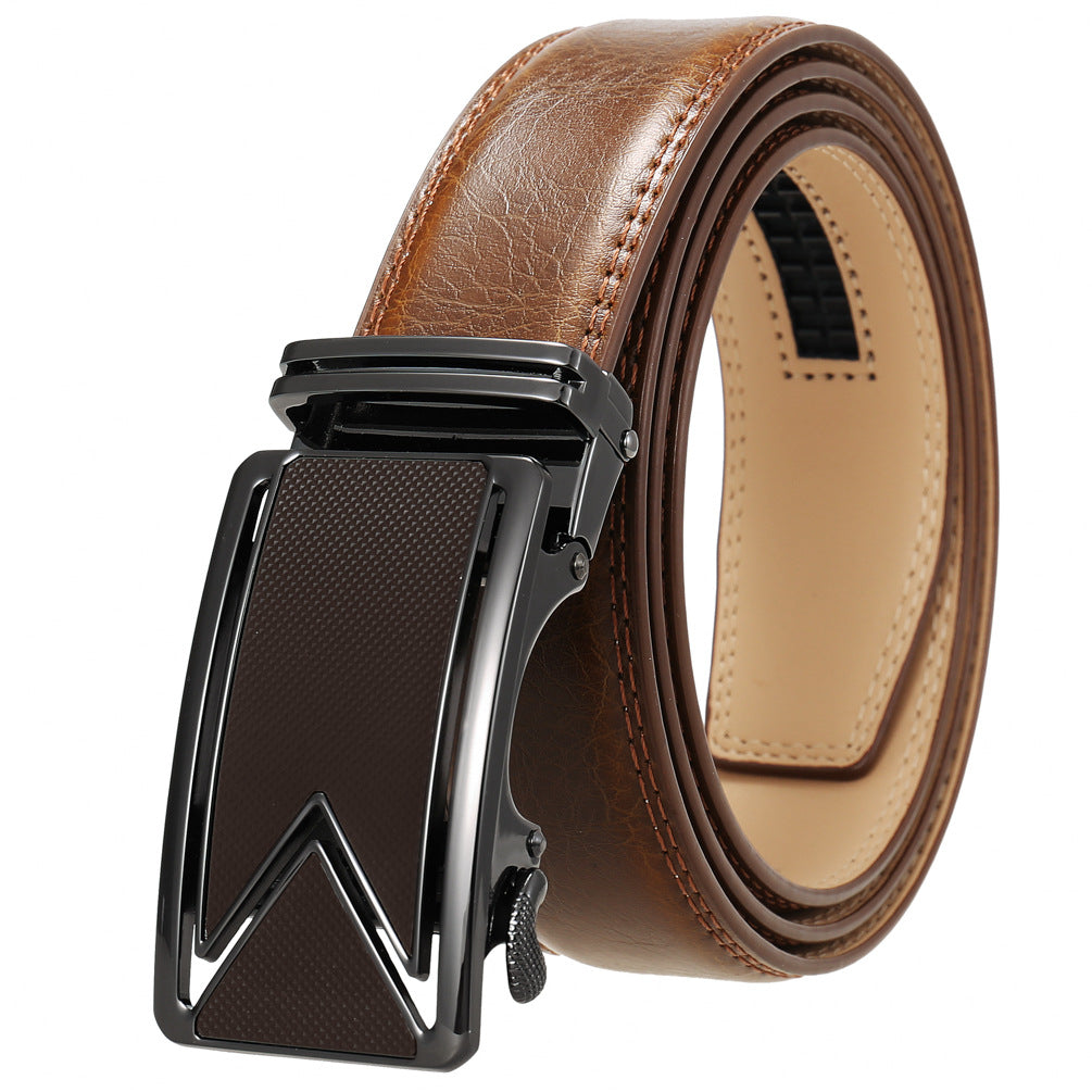 Fashion Men's Two-Layer Cowhide Automatic Buckle Trouser Belt