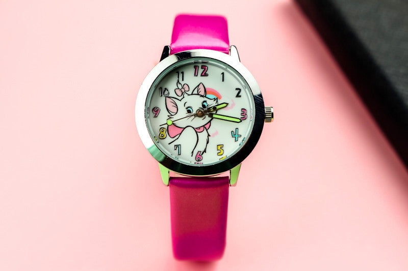 Cute Cat Luminous Pointer Strap Watch