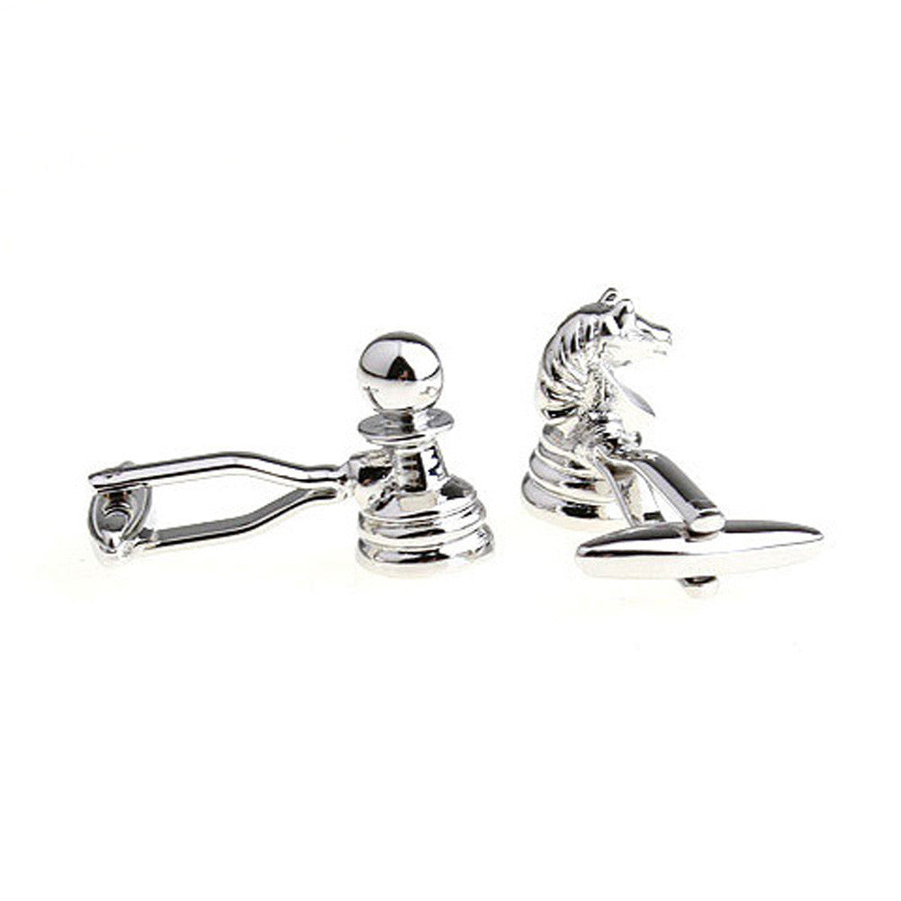 Men Gentleman French Chess Cufflinks