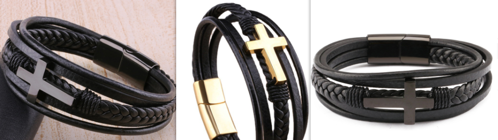 Men's Leather Bracelet Retro Multilayer Braided Titanium Steel Love Bracelet