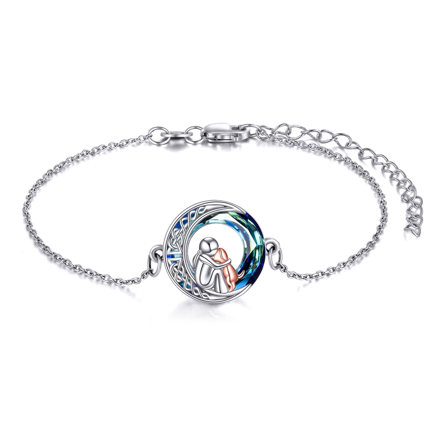 Sterling Silver Girls Dog Adjustabl Bracelet Jewelry Gift With Crystal