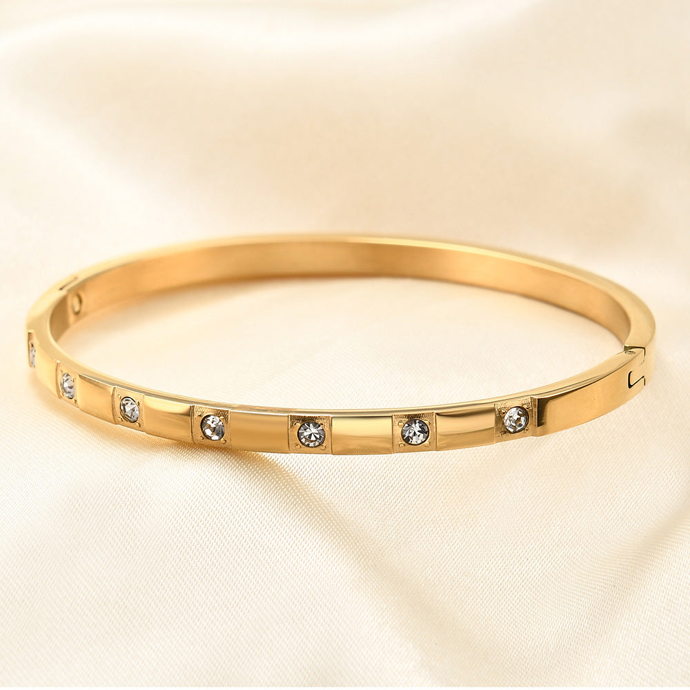 All-Match Inlaid Zirconium Bracelet Fashion Couple Simple Bracelet