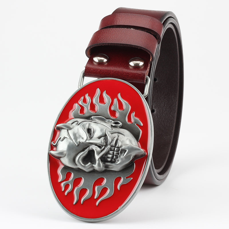 Skull Skin Buckle Leather Big Head Retro Ghost