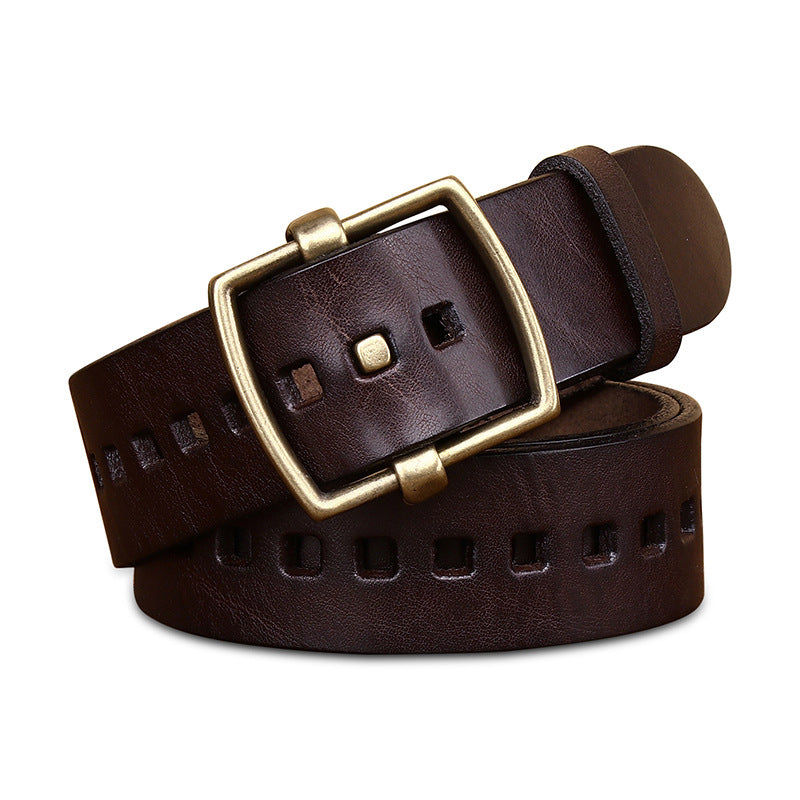 Personality Leather Pure Copper Cowhide Youth Retro Handmade Youth Belt