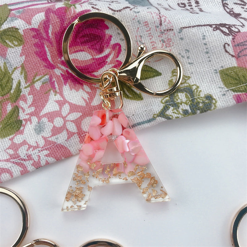 Crystal Gutta Percha Letter Keychain European And American Style