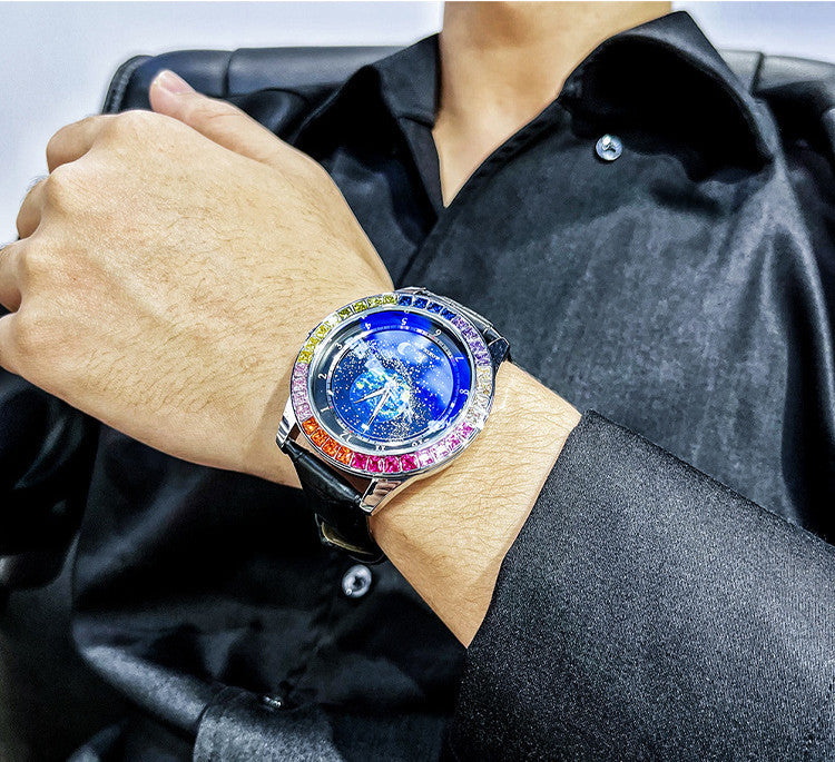 Ogulas Starry Sky Colorful Crystals Automatic Mechanical Watch Men's Waterproof Luminous Personality