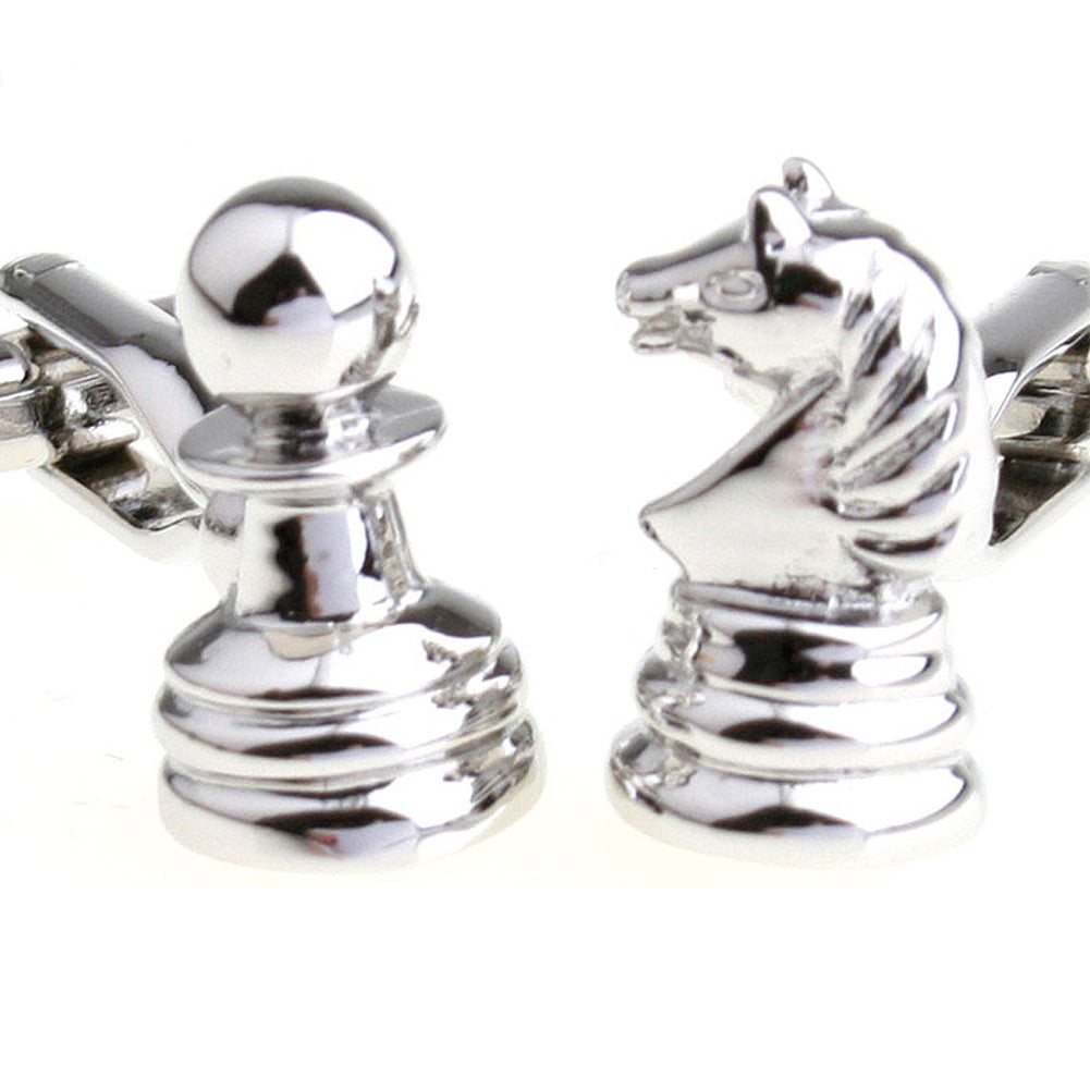 Men Gentleman French Chess Cufflinks