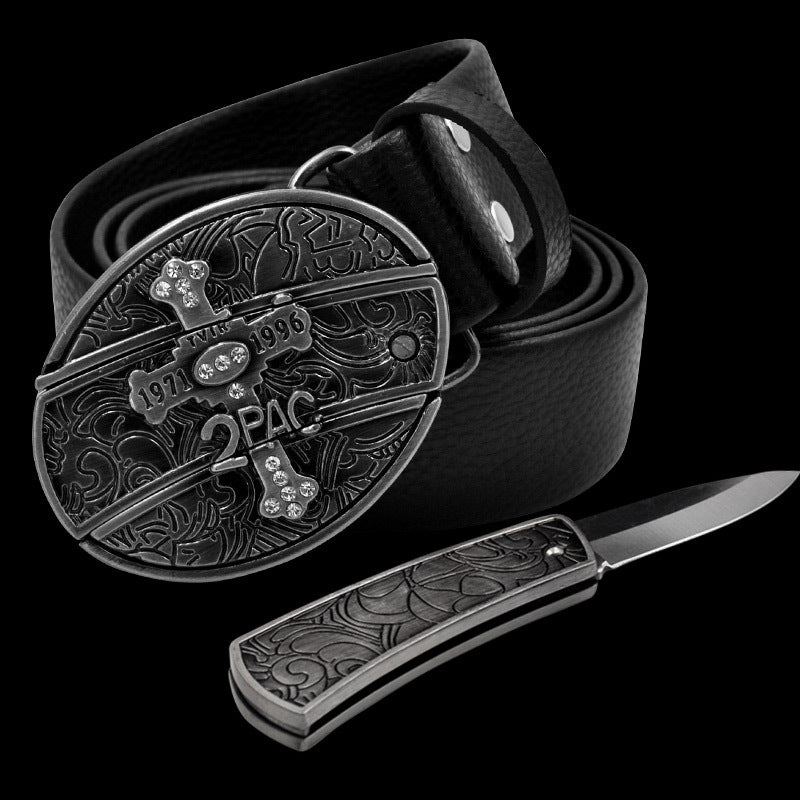 Leather Belt And Knife Set - Unisex, Durable, And Cool