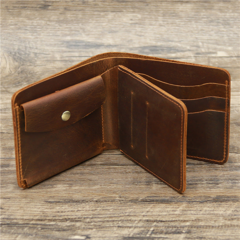 Men Crazy Horse Leather Money Card Bag Leather Wallet